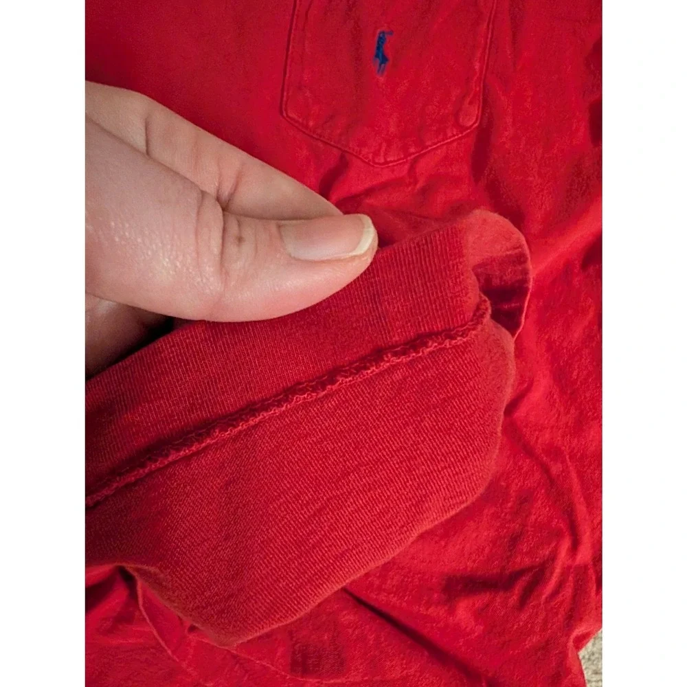 Vintage Polo Ralph Lauren Men's Red Pocket T-Shirt Single‎ Stitch Pony Logo-L